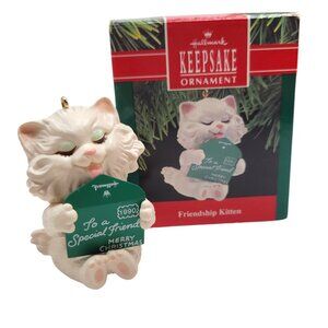 Hallmark Keepsake Ornament Friendship Kitten 1990 Handcrafted Christmas Decorati